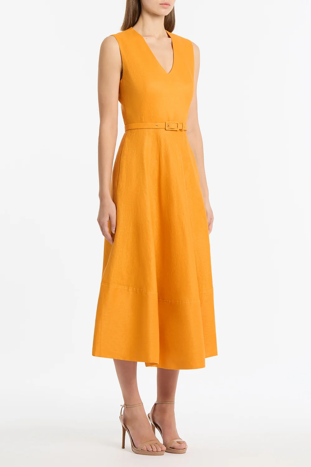 AMBER LINEN BELTED MIDI DRESS - Image 2