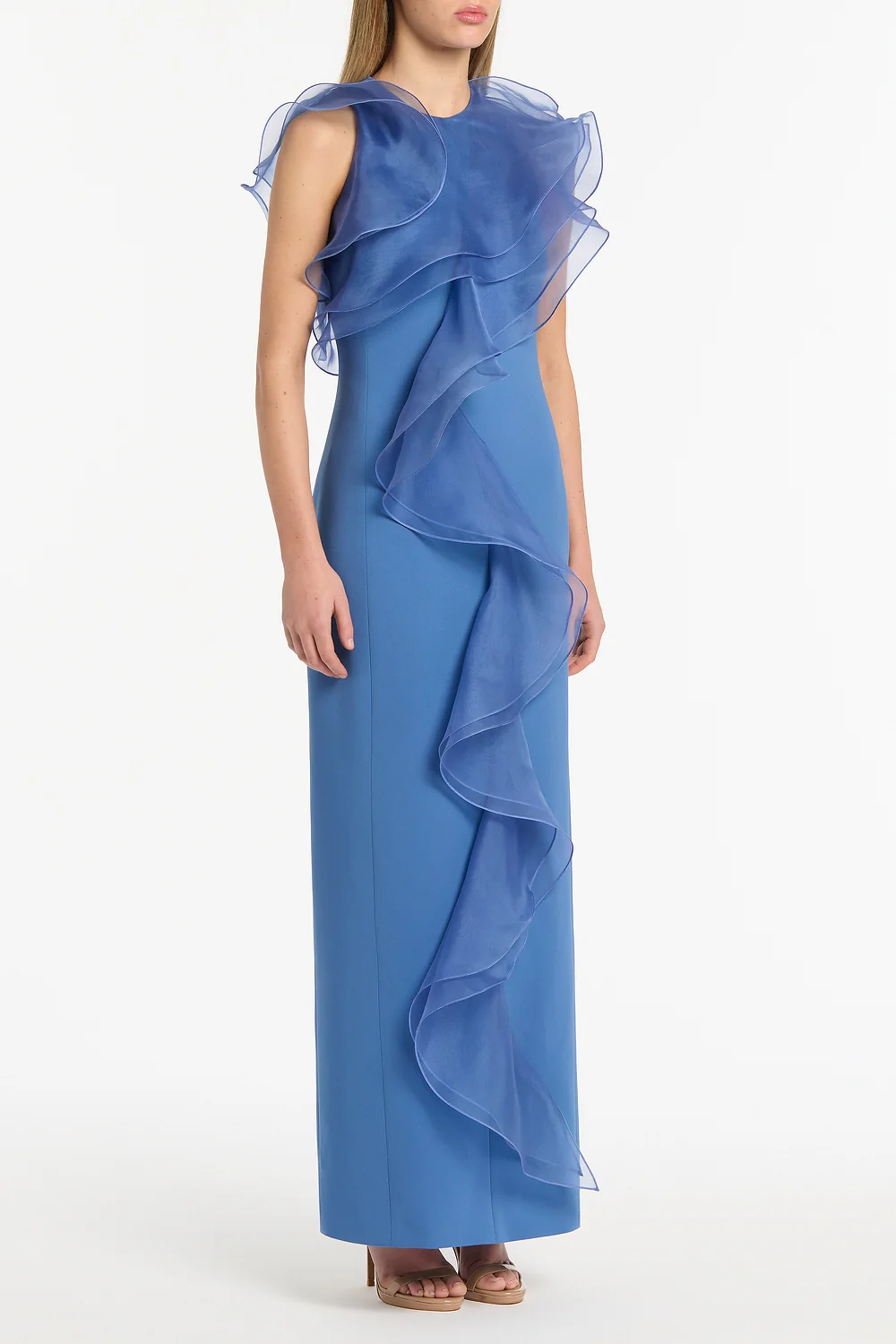 ATLAS CREPE RUFFLE FRONT GOWN - Image 2