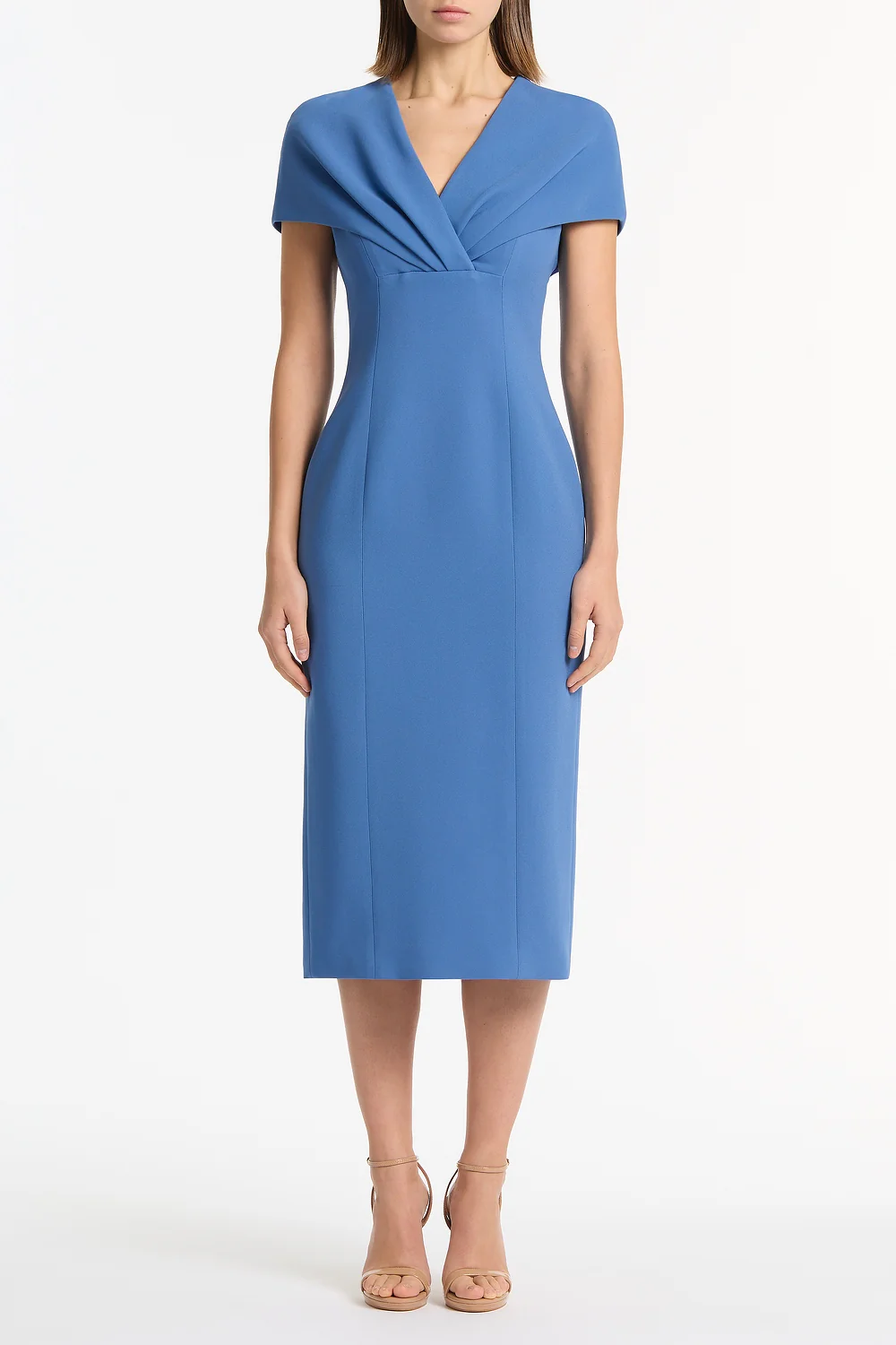 ATLAS CREPE TUCK MIDI DRESS