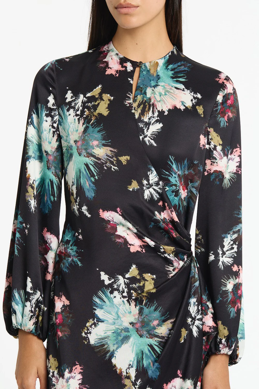 BELLE DE JOUR SATIN ACETATE KEYHOLE WRAP DRESS - Image 4