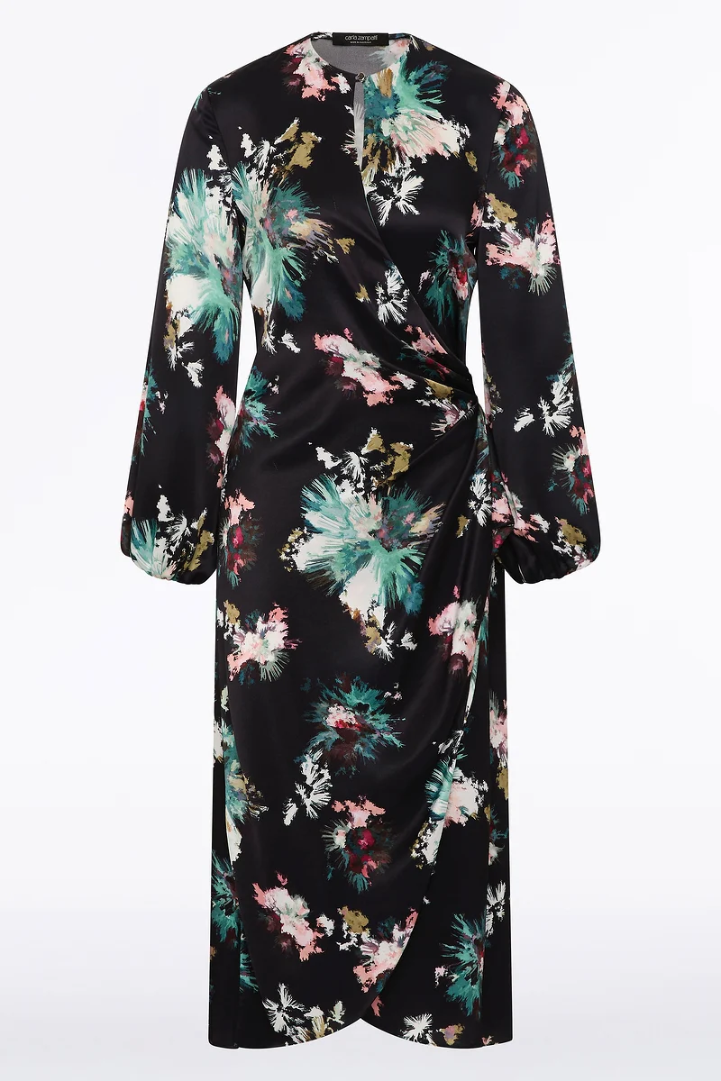 BELLE DE JOUR SATIN ACETATE KEYHOLE WRAP DRESS - Image 5