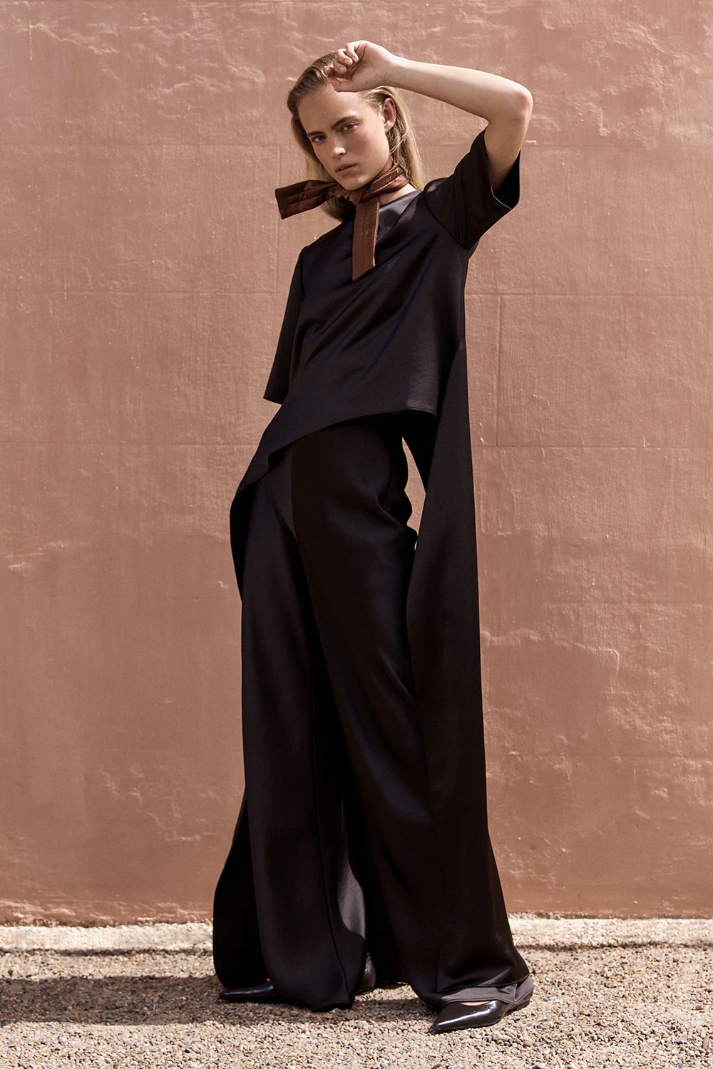 BLACK CHOCOLATE LUSTRE SATIN BIAS PANT - Image 4