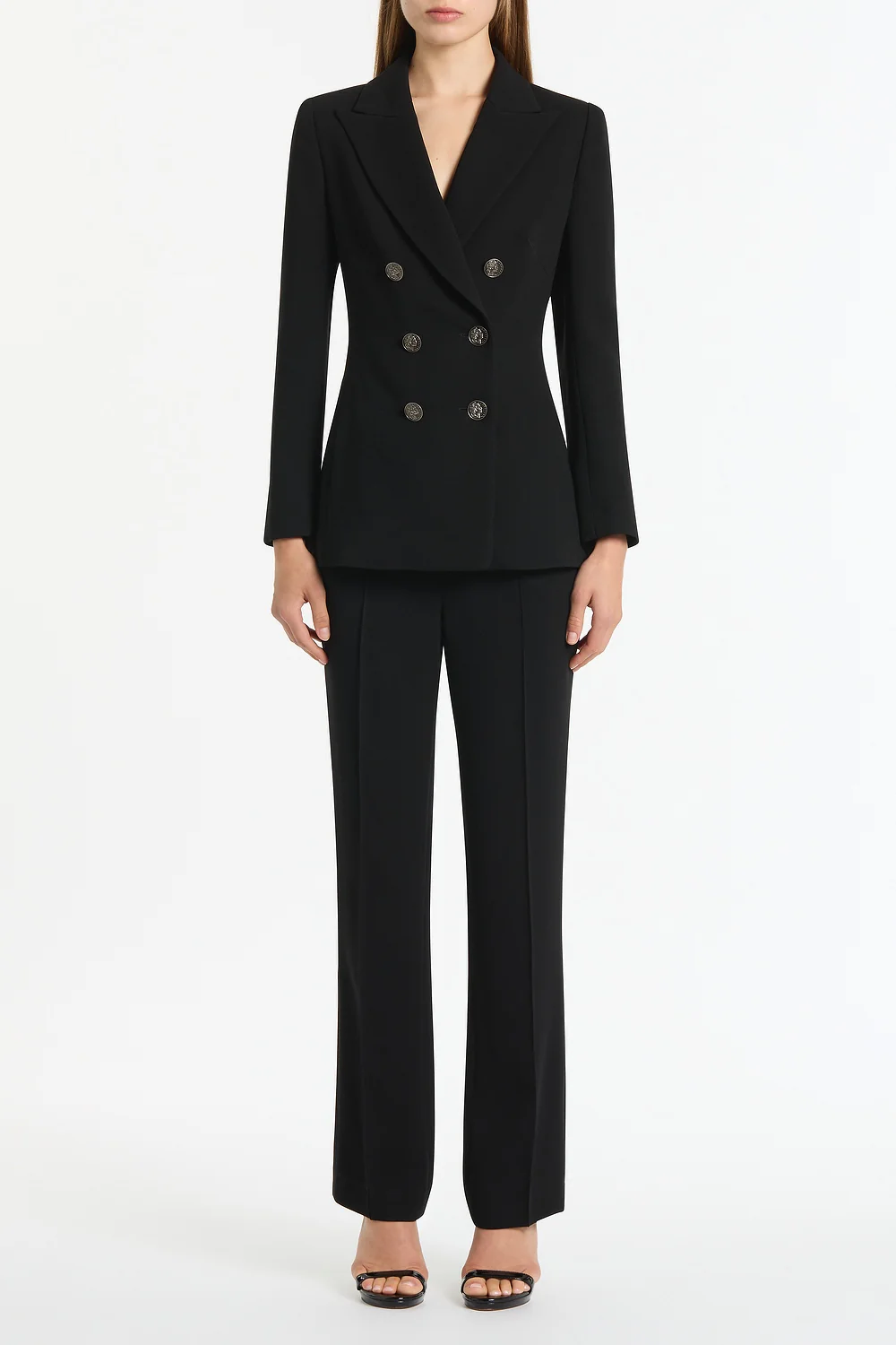 BLACK CREPE DOUBLE-BREASTED JACKET