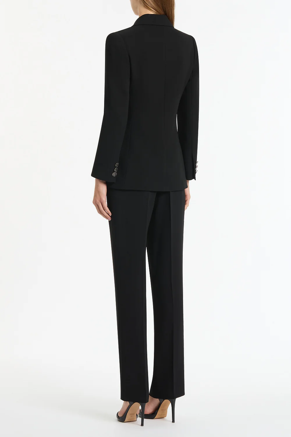 BLACK CREPE DOUBLE-BREASTED JACKET - Image 2