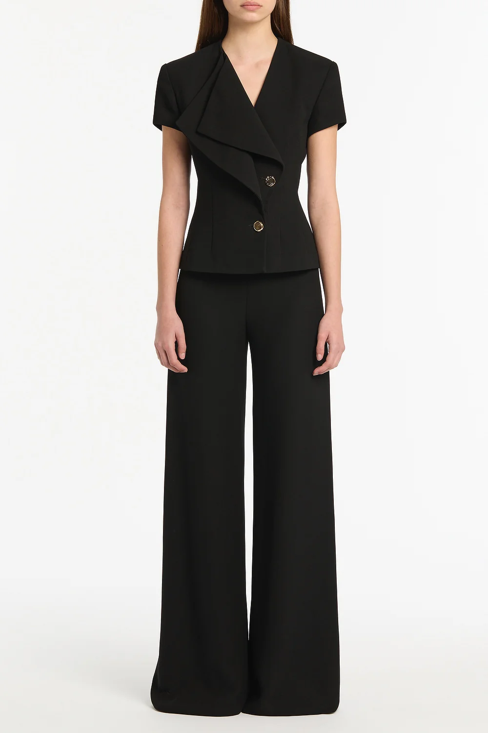 BLACK CREPE DOUBLE-BREASTED VEST