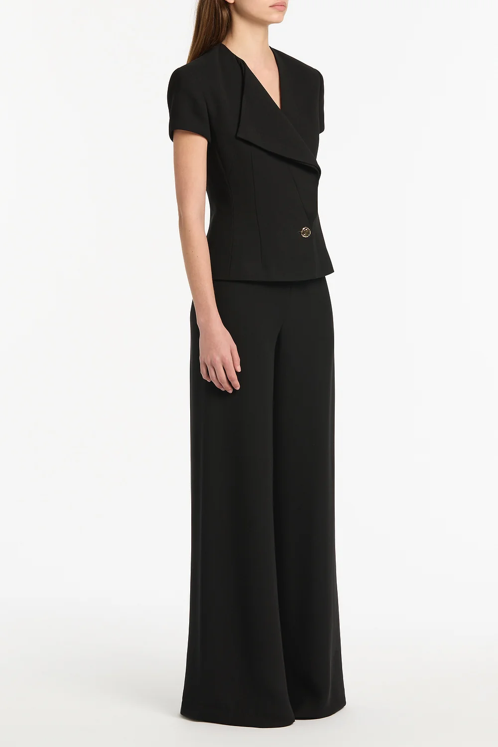 BLACK CREPE DOUBLE-BREASTED VEST - Image 2
