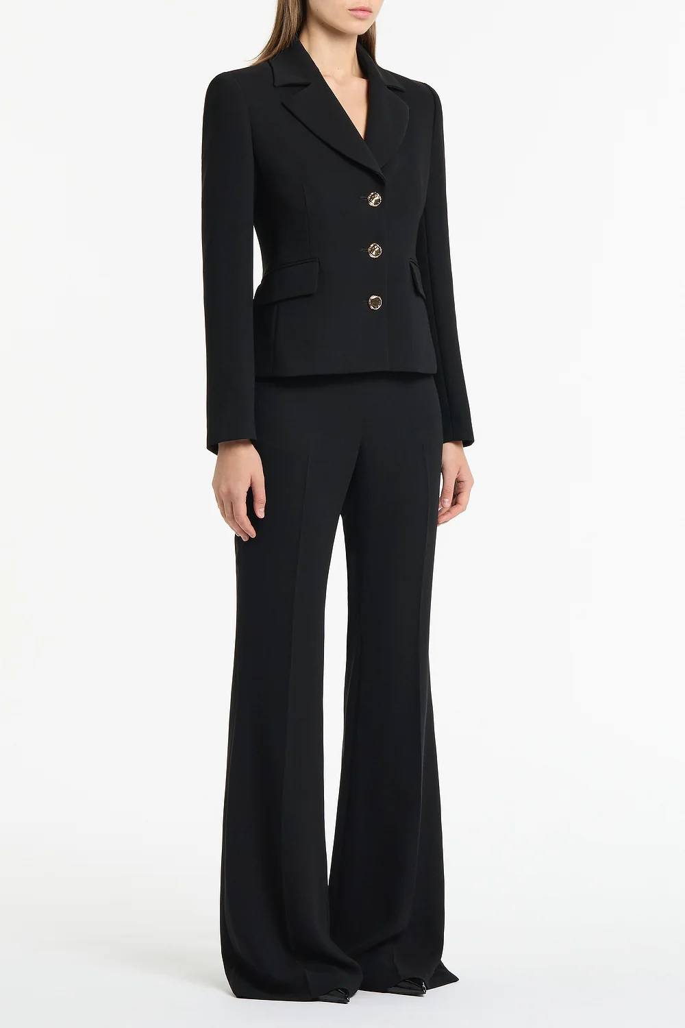 BLACK CREPE FITTED WAIST JACKET - Image 2