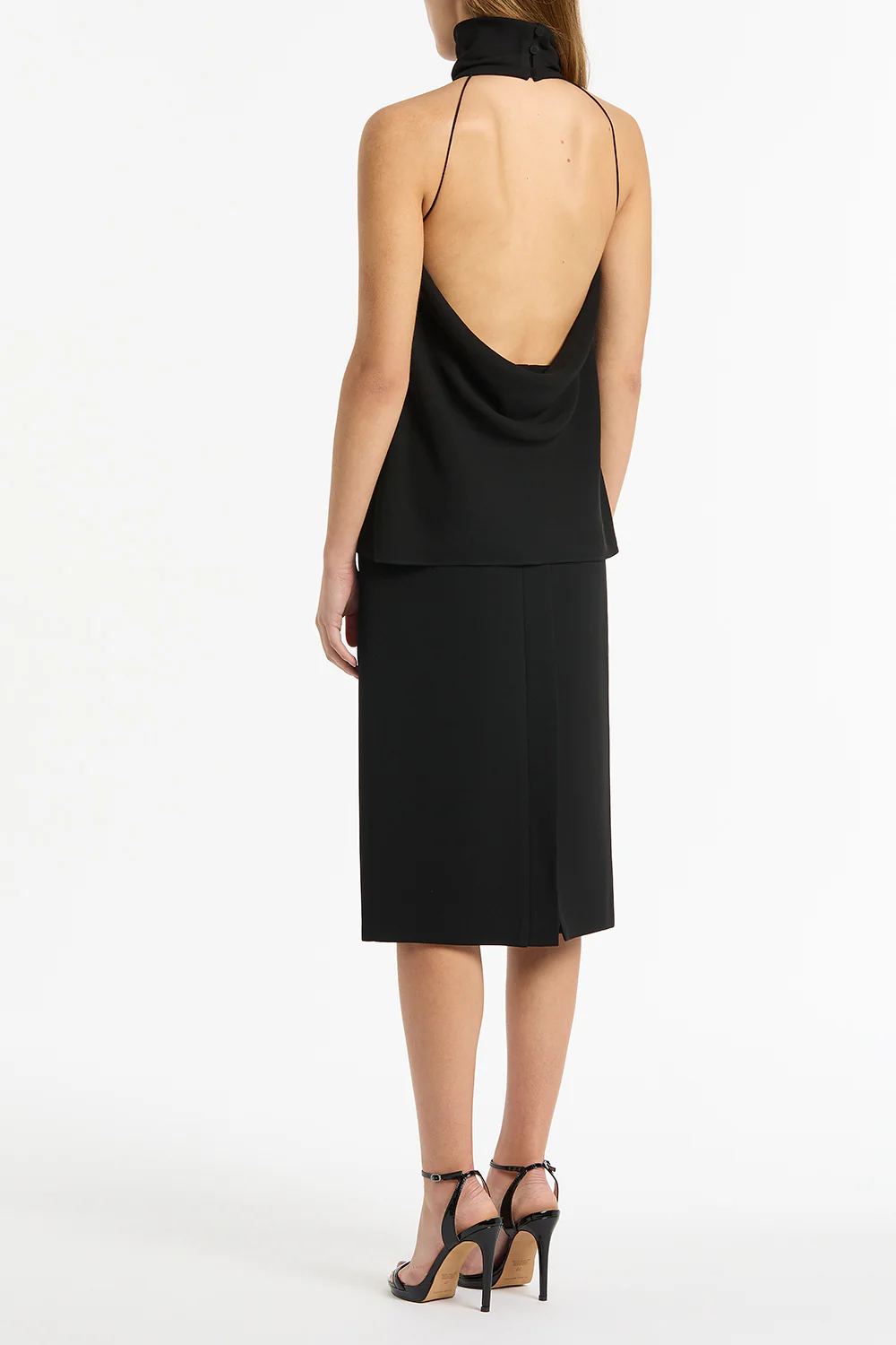 BLACK CREPE HALTER TOP - Image 2
