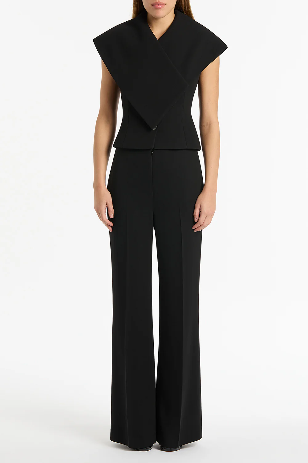 BLACK CREPE LOW WAIST PANT