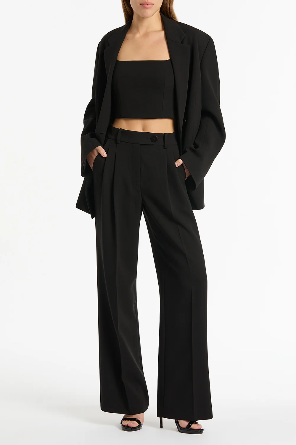 BLACK CREPE OVERSIZED JACKET - Image 5