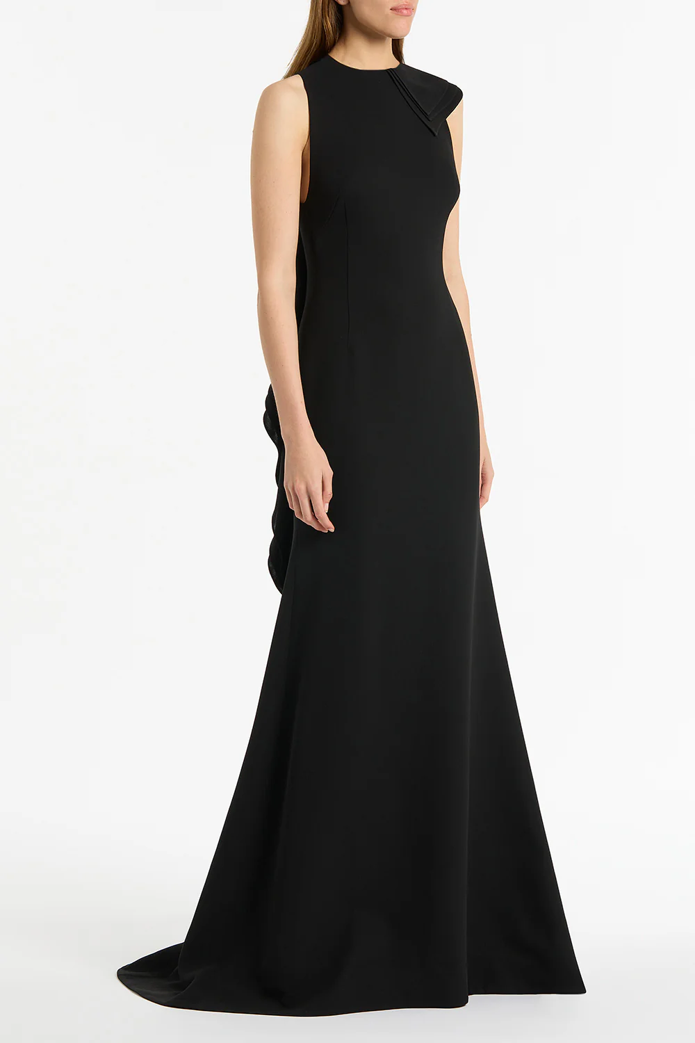 BLACK CREPE PETAL BACK GOWN - Image 3