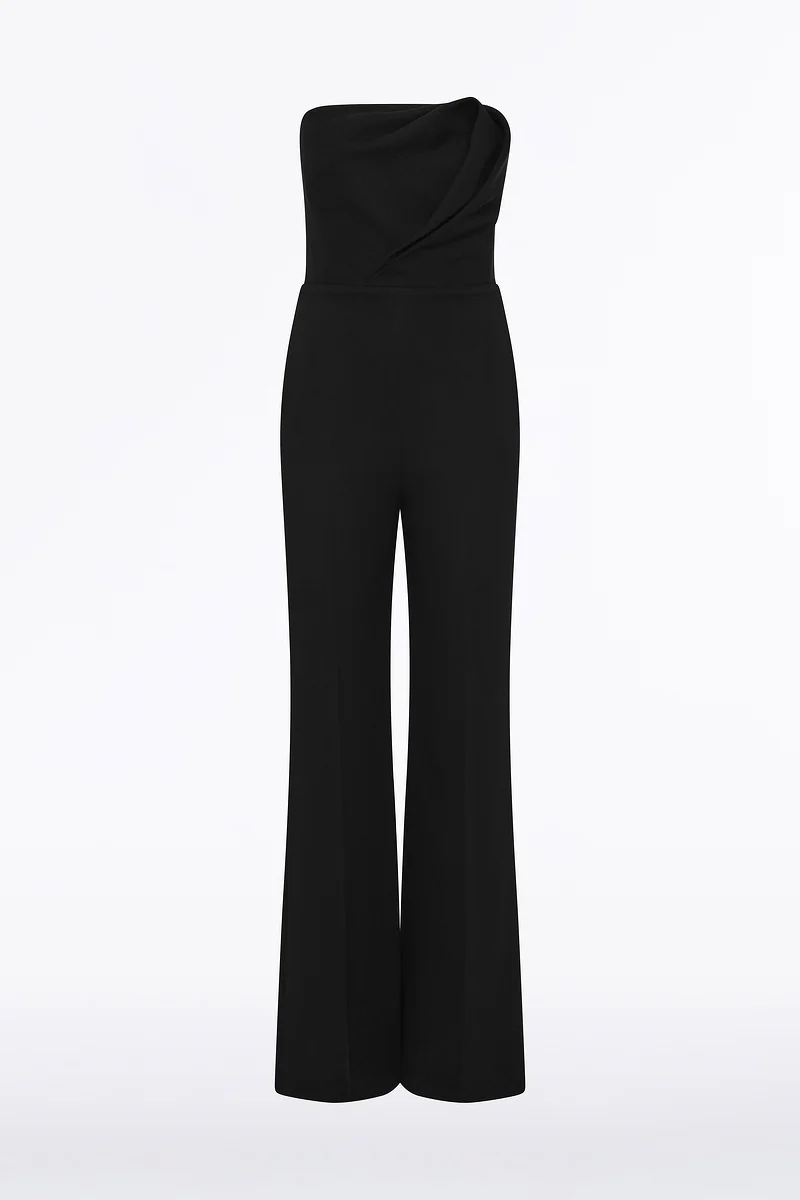 BLACK CREPE SCULPTURAL JUMPSUIT - Image 6