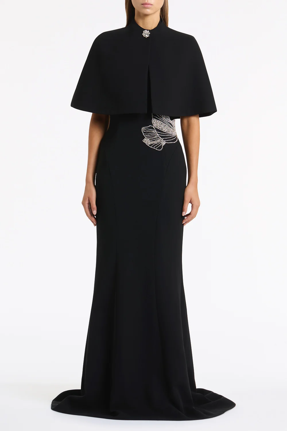 BLACK CREPE SHORT CAPE
