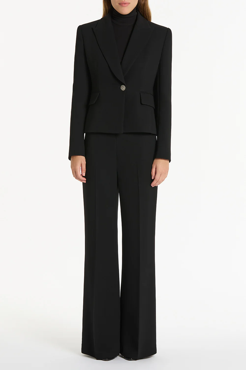 BLACK CREPE SINGLE BREASTED JACKET