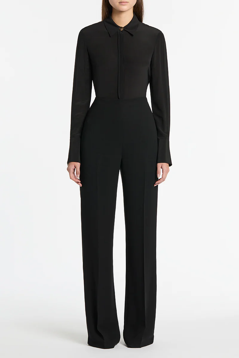 BLACK CREPE WIDE CLASSIC PANT