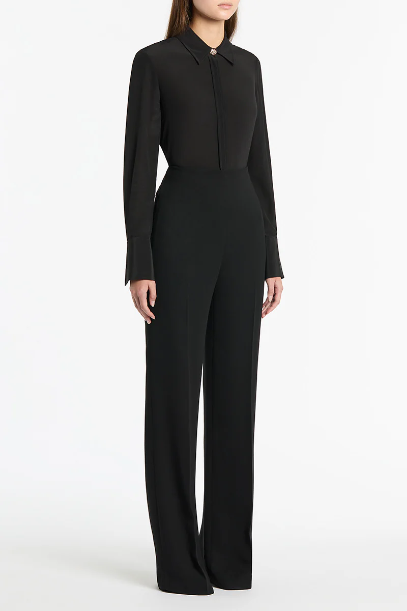 BLACK CREPE WIDE CLASSIC PANT - Image 2