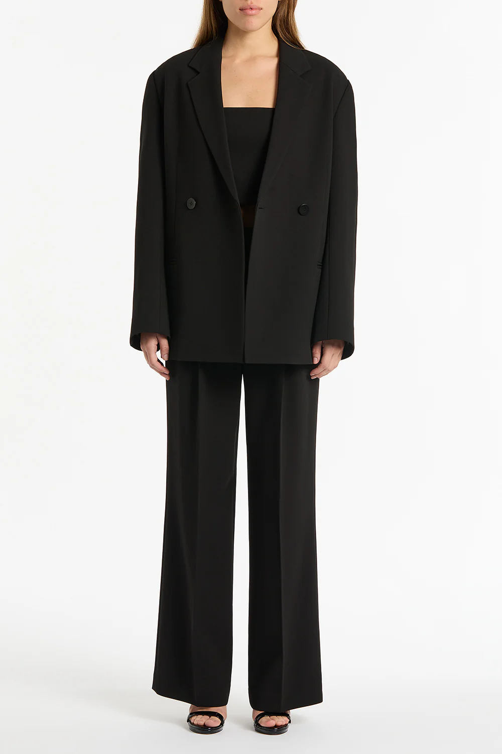 BLACK CREPE WIDE LEG PANT - Image 7