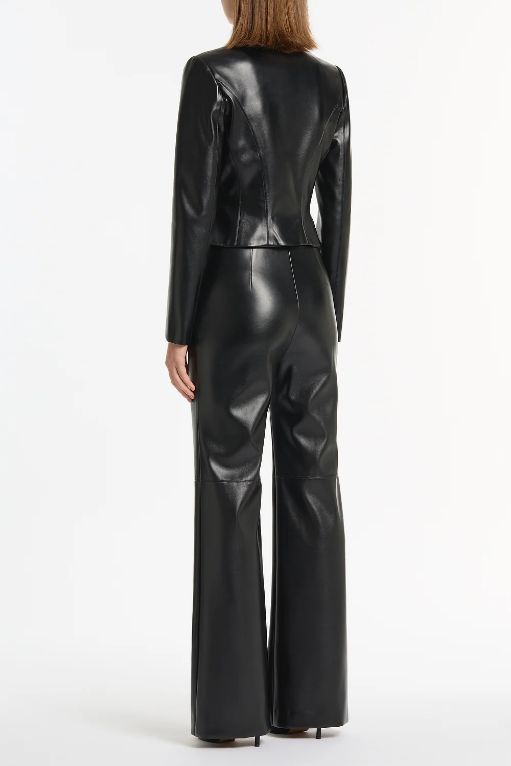 BLACK FAUX LEATHER WIDE LEG PANT - Image 2