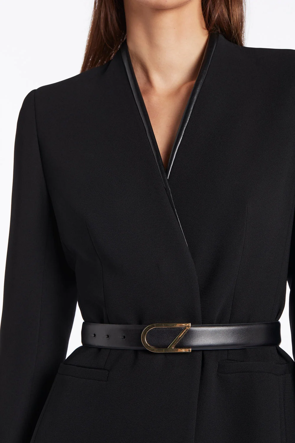 BLACK LEATHER CZ LOGO BELT - Image 10