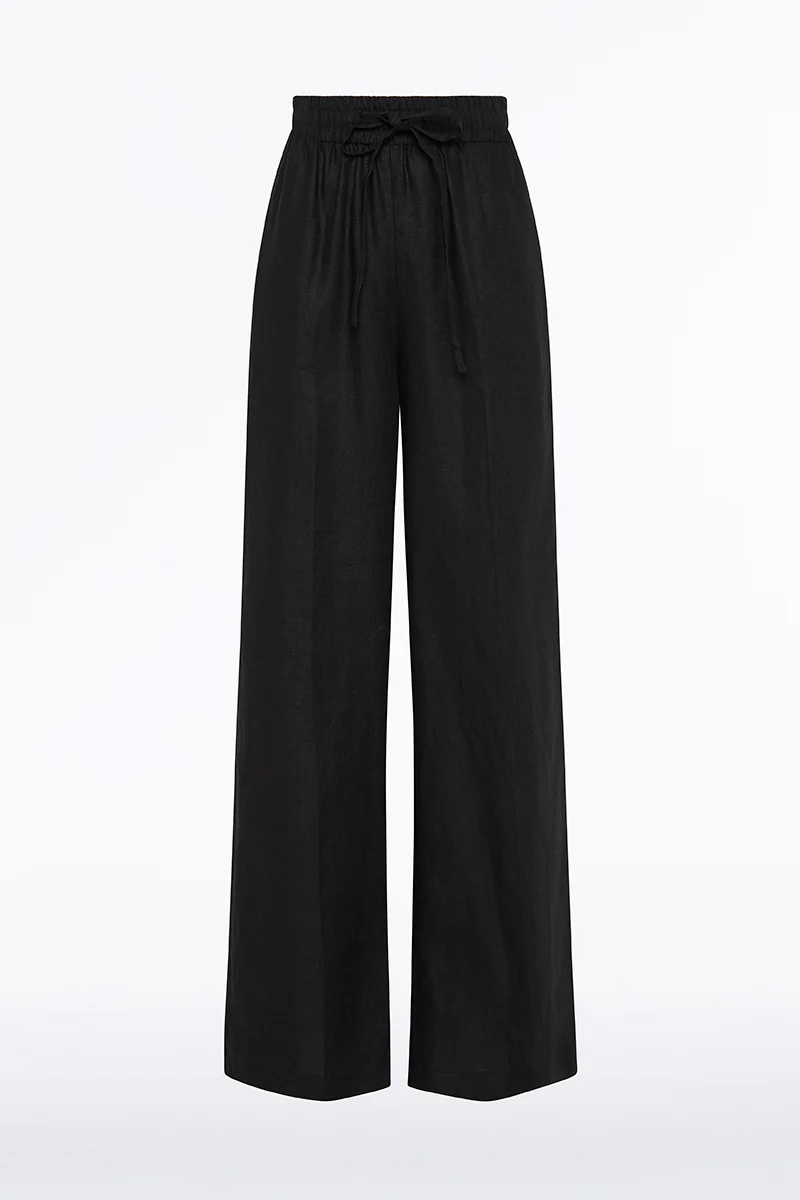 BLACK LINEN LOUNGE PANT - Image 6