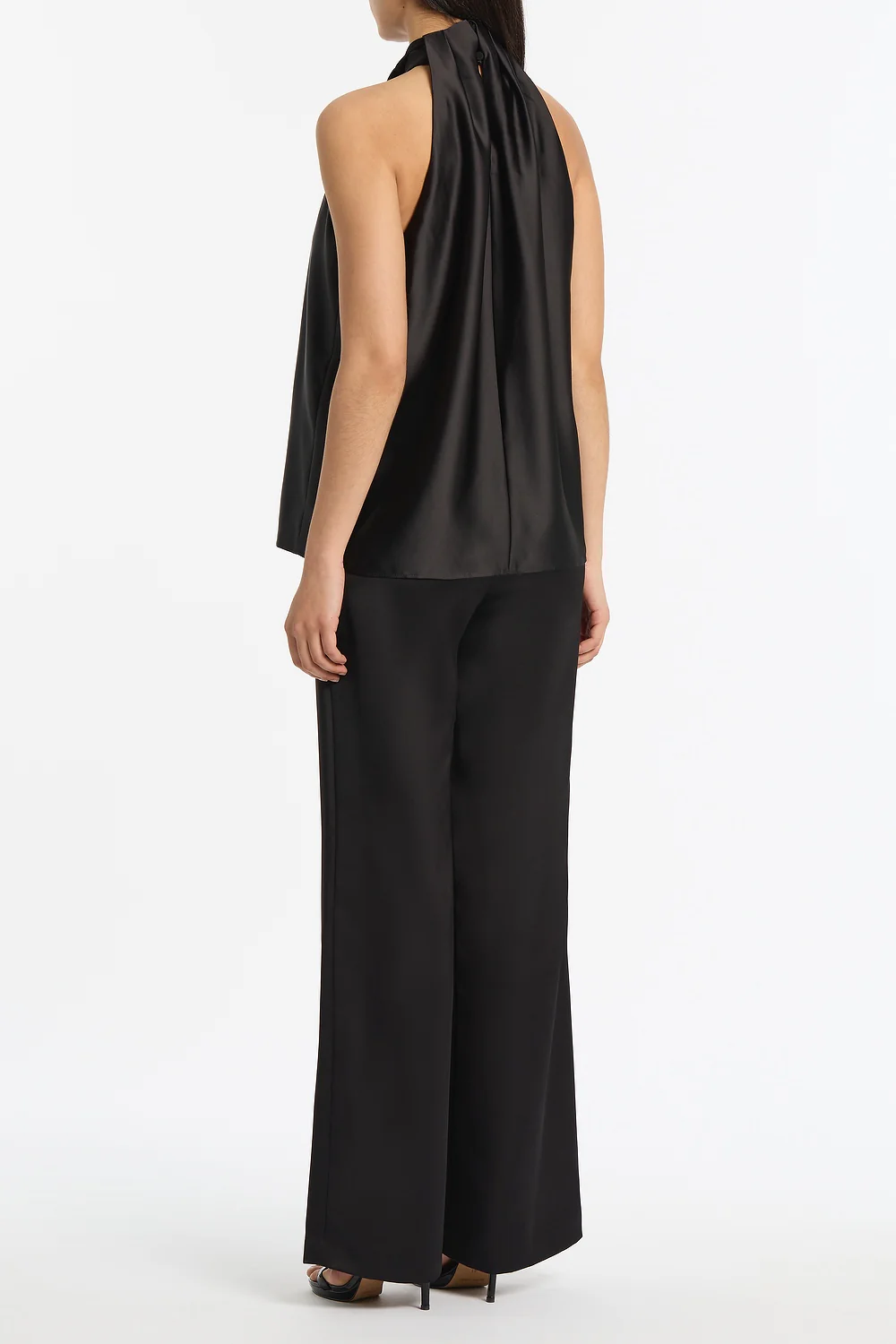 BLACK LUSTRE SATIN ELASTIC PANT - Image 3