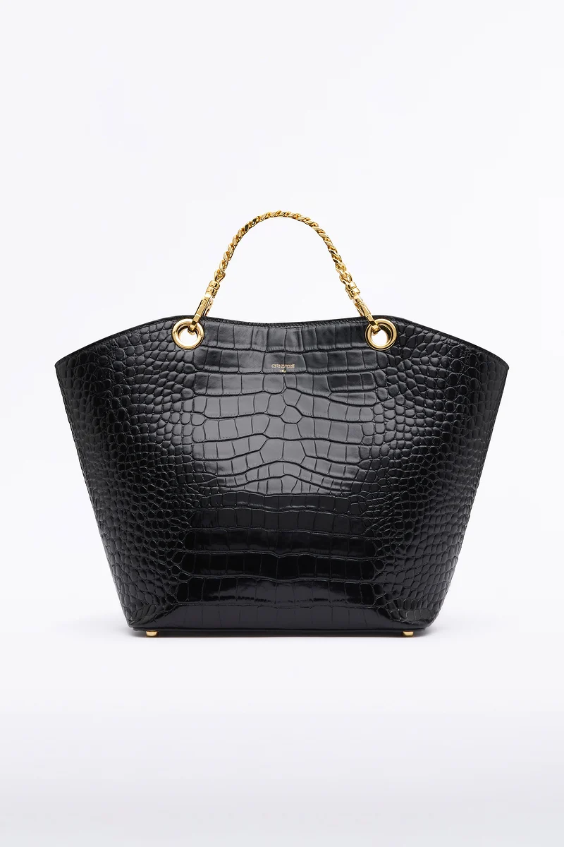 BLACK MEDIUM MILANO TOTE BAG - Image 2