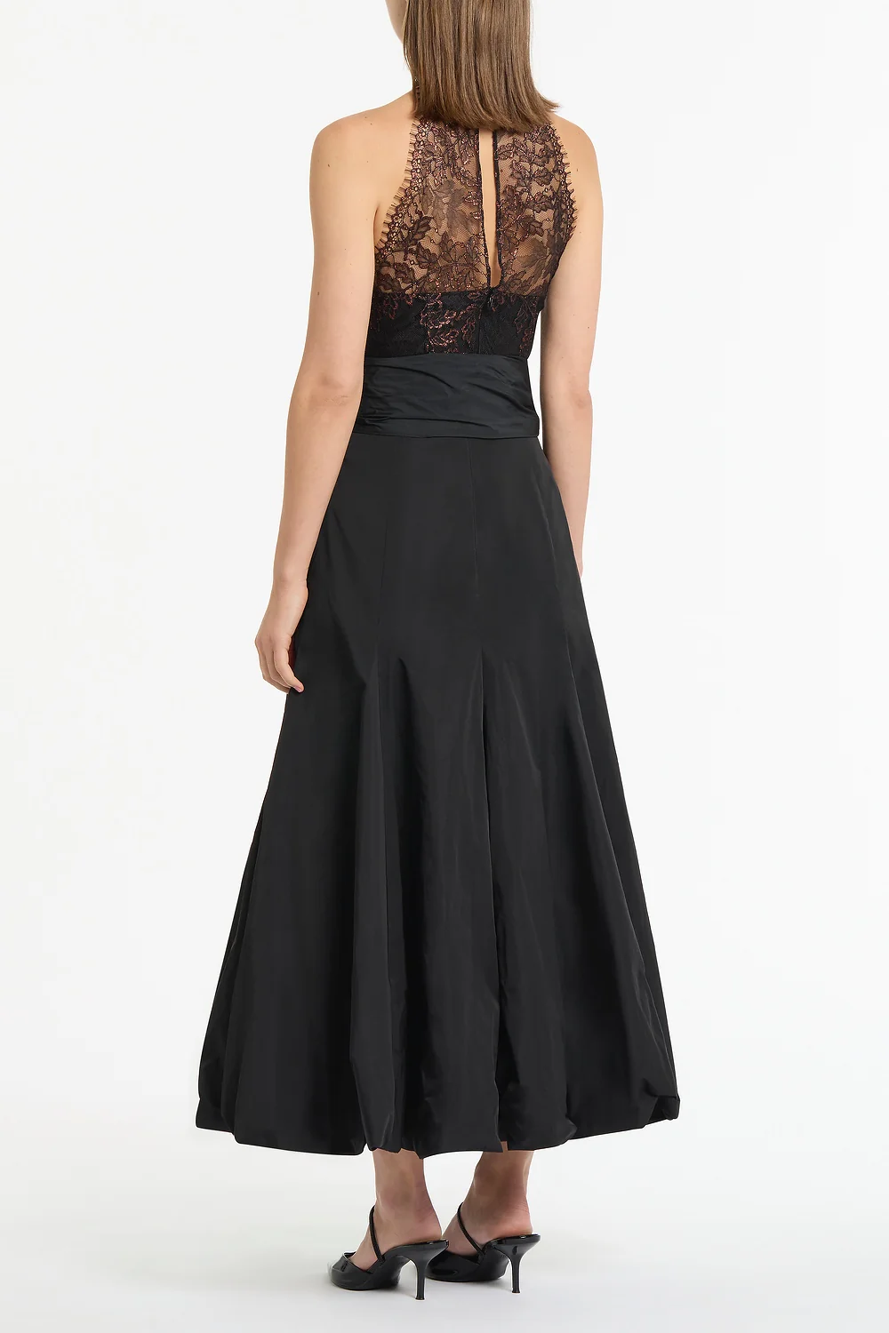 BLACK METALLIC LACE HALTER TOP - Image 3