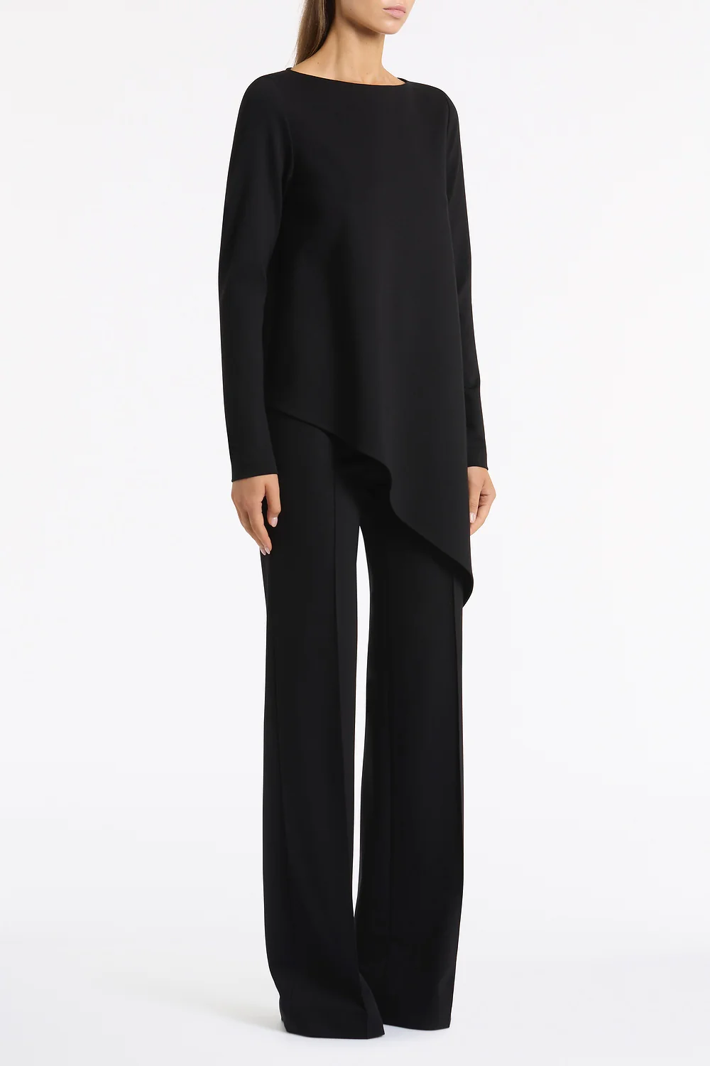 BLACK PONTE WIDE LEG PANT - Image 2