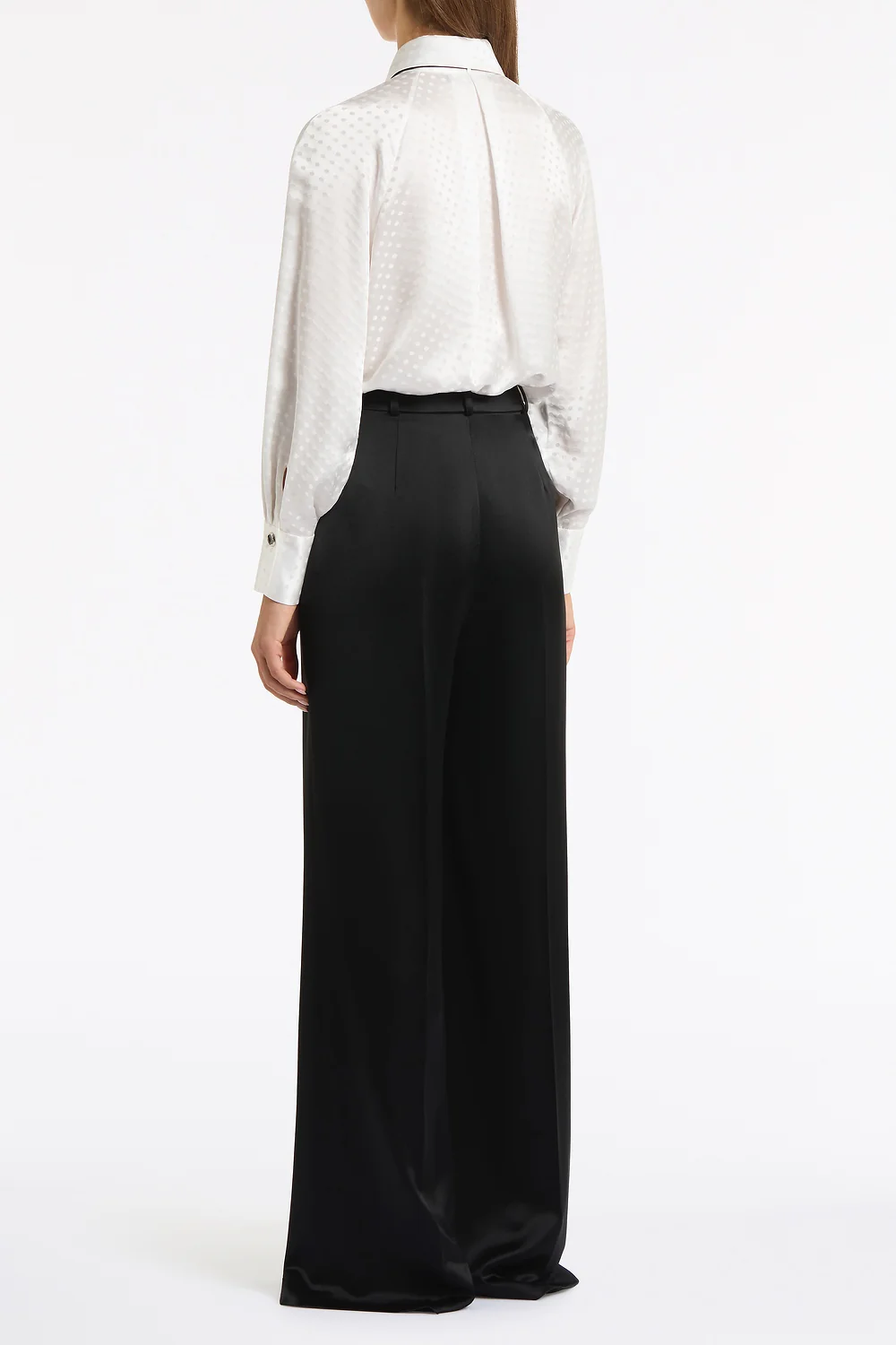 BLACK SATIN ACETATE DEEP PLEAT PANT - Image 3