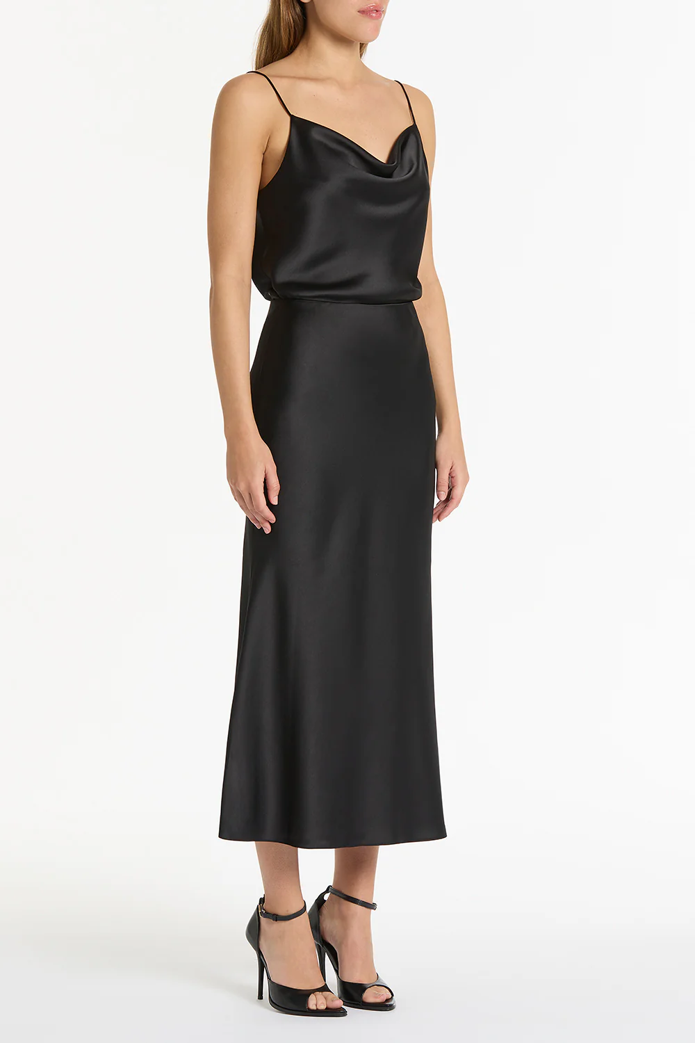 BLACK SATIN COWL NECK CAMI - Image 3