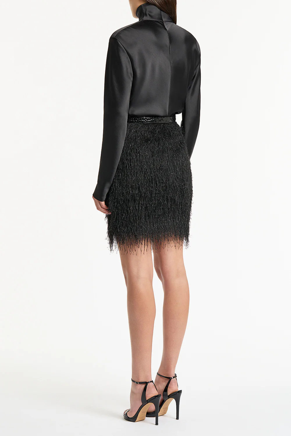 BLACK SATIN LONG SLEEVE TOP - Image 3