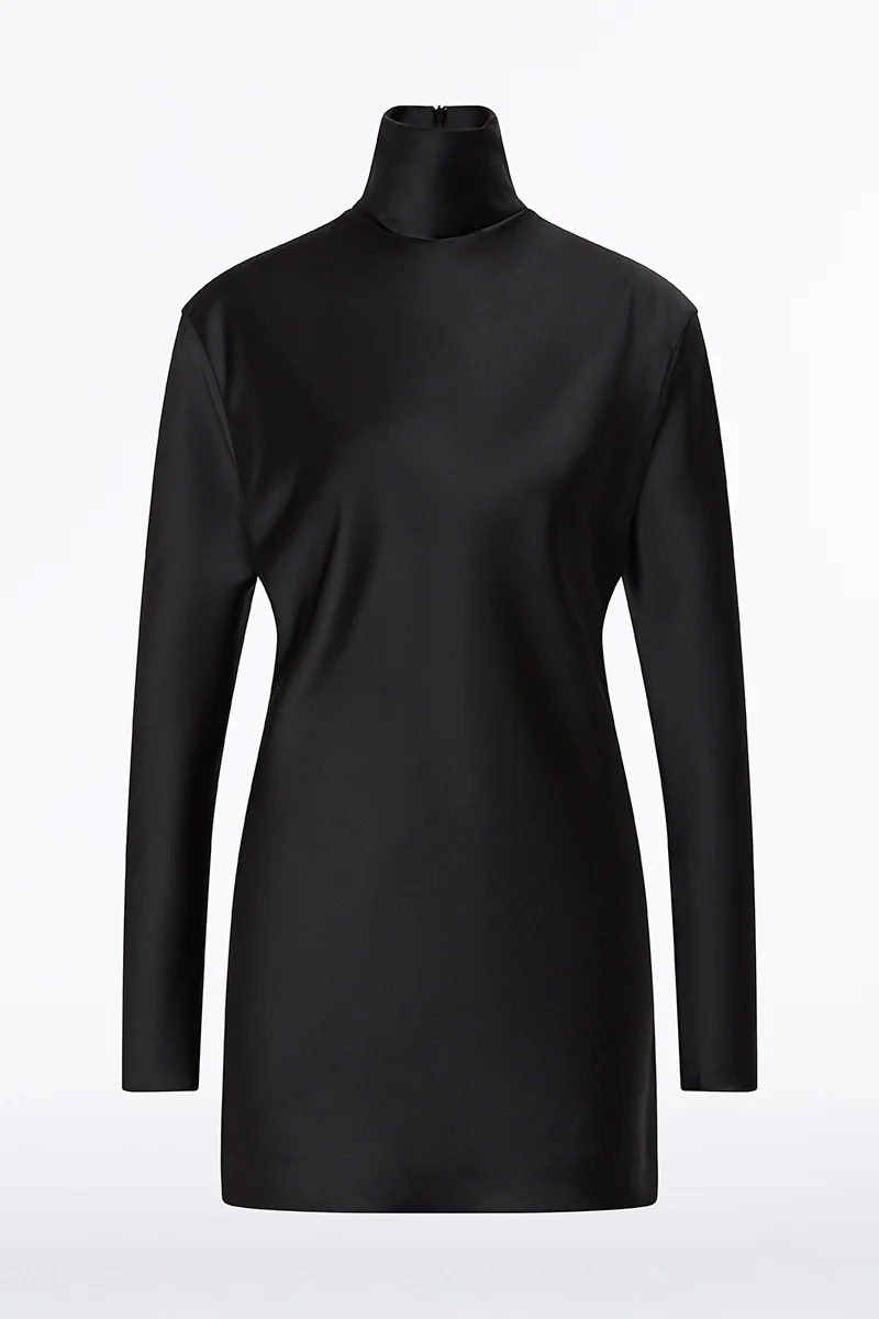 BLACK SATIN LONG SLEEVE TOP - Image 5