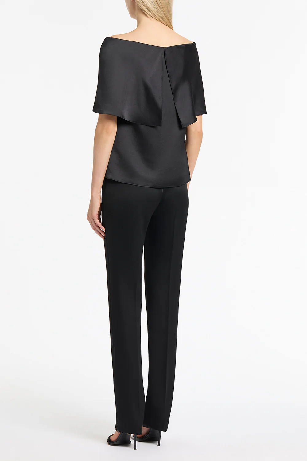 BLACK SATIN OFF SHOULDER TOP - Image 2