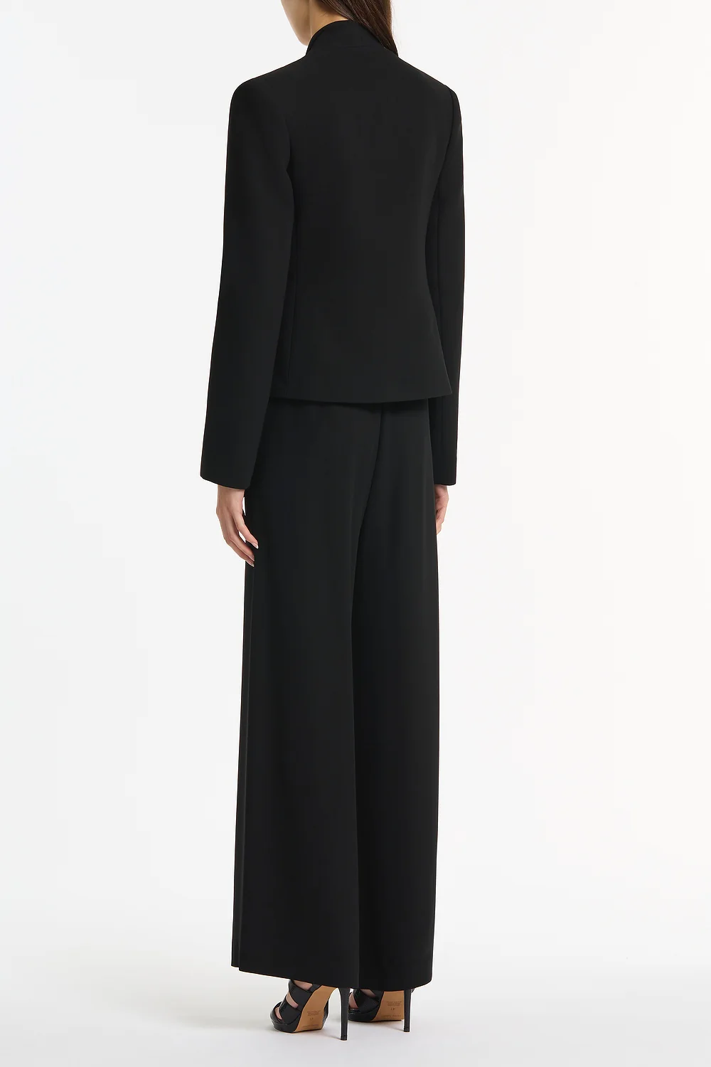 BLACK CREPE SHAWL COLLAR JACKET - Image 3