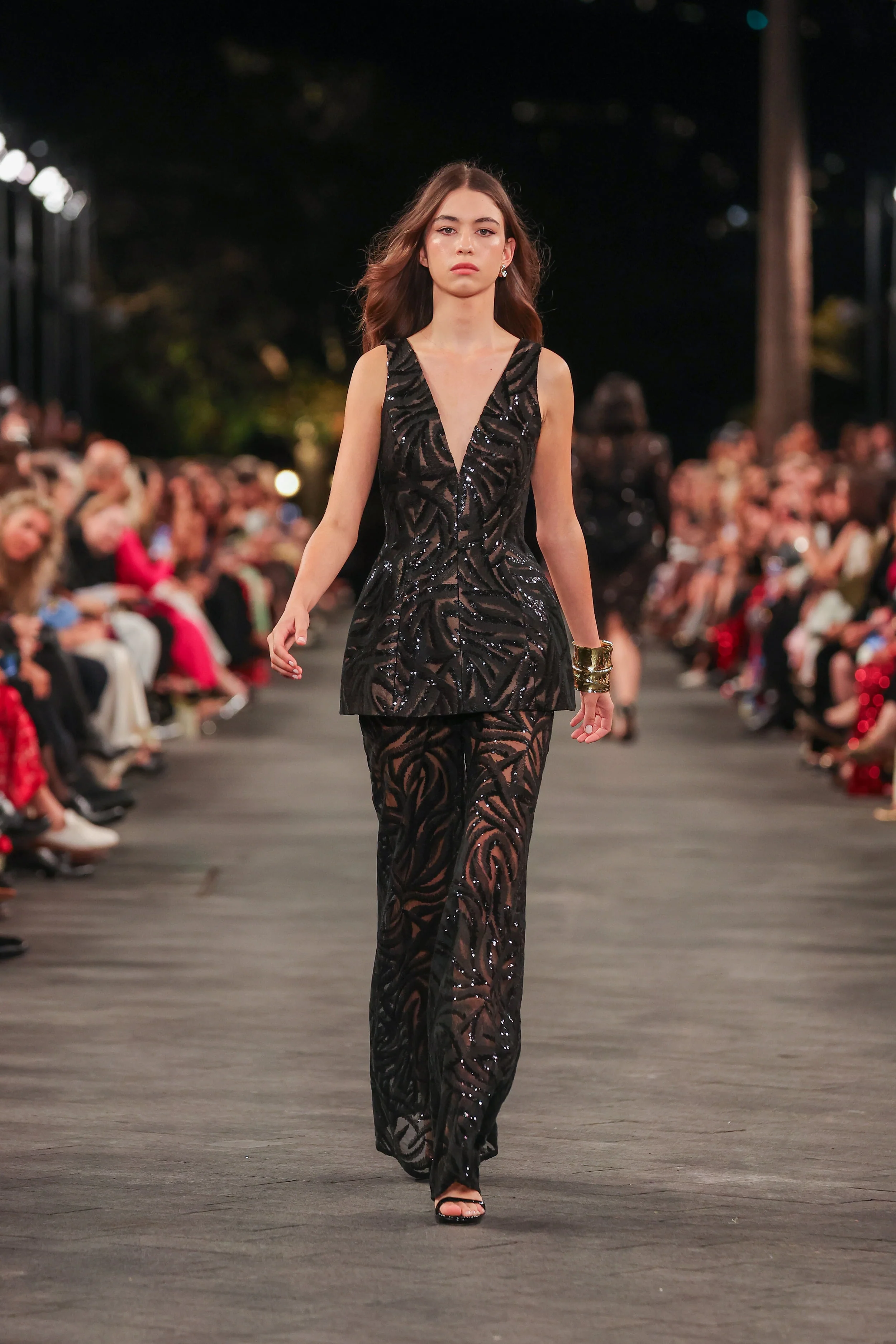 BLACK SWIRL SEQUIN PEPLUM TOP - Image 6