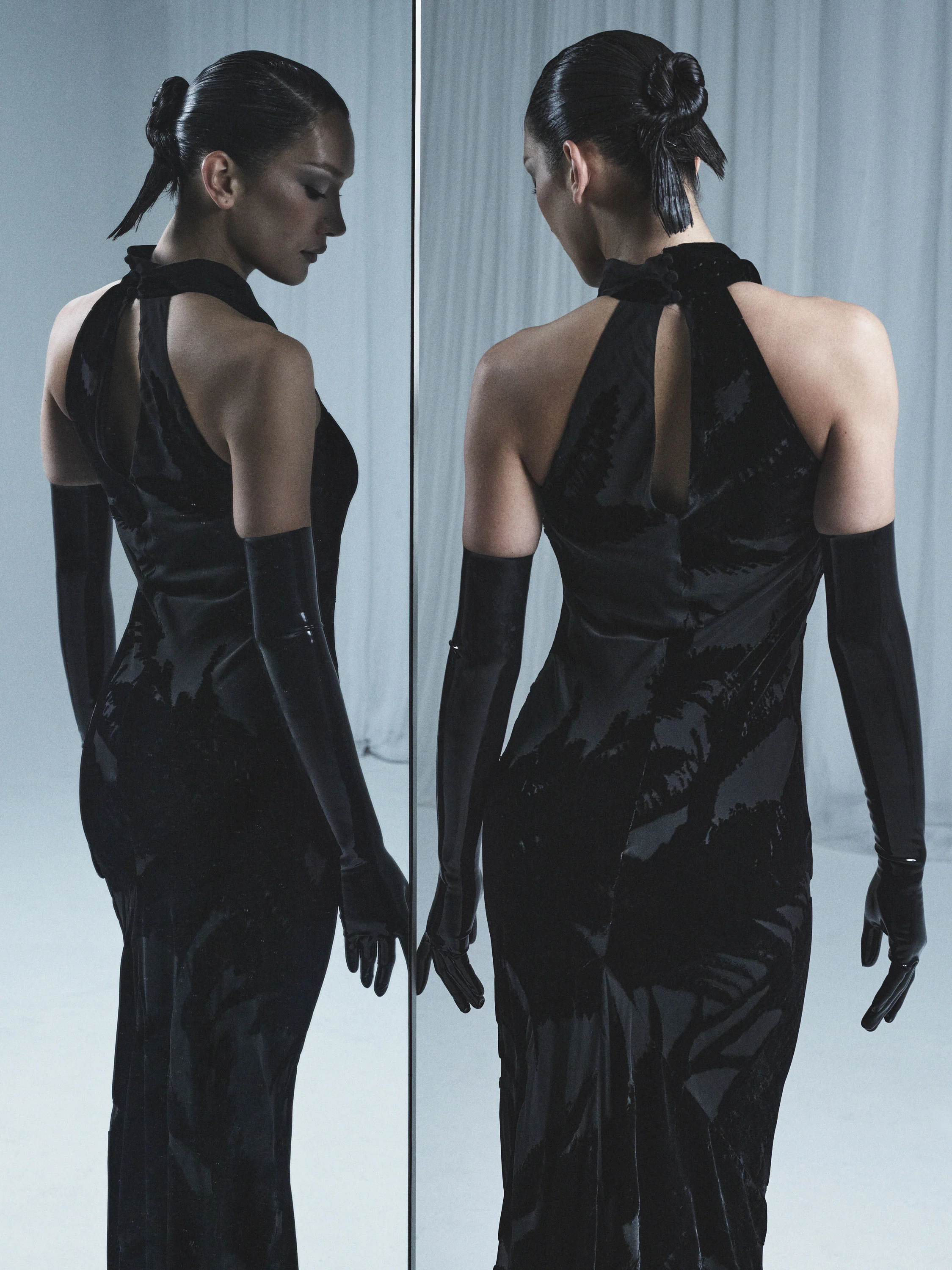 BLACK VELVET BURNOUT BIAS GOWN - Image 5