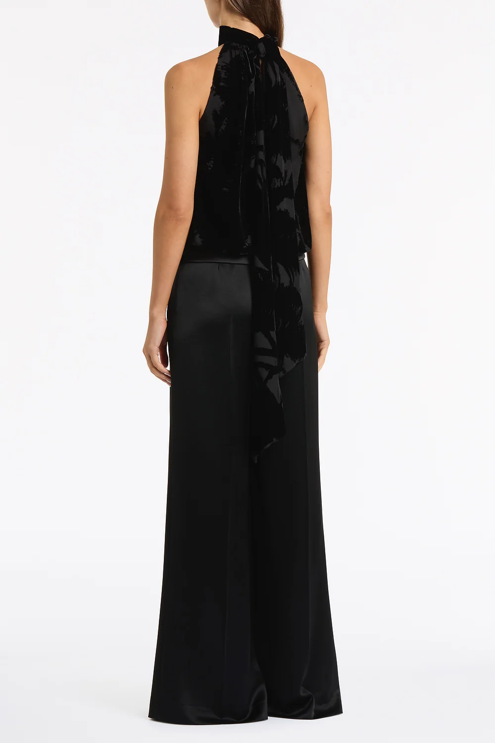 BLACK VELVET BURNOUT HALTER TOP - Image 3