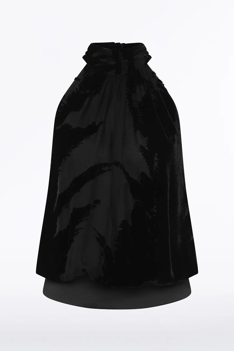 BLACK VELVET BURNOUT HALTER TOP - Image 6