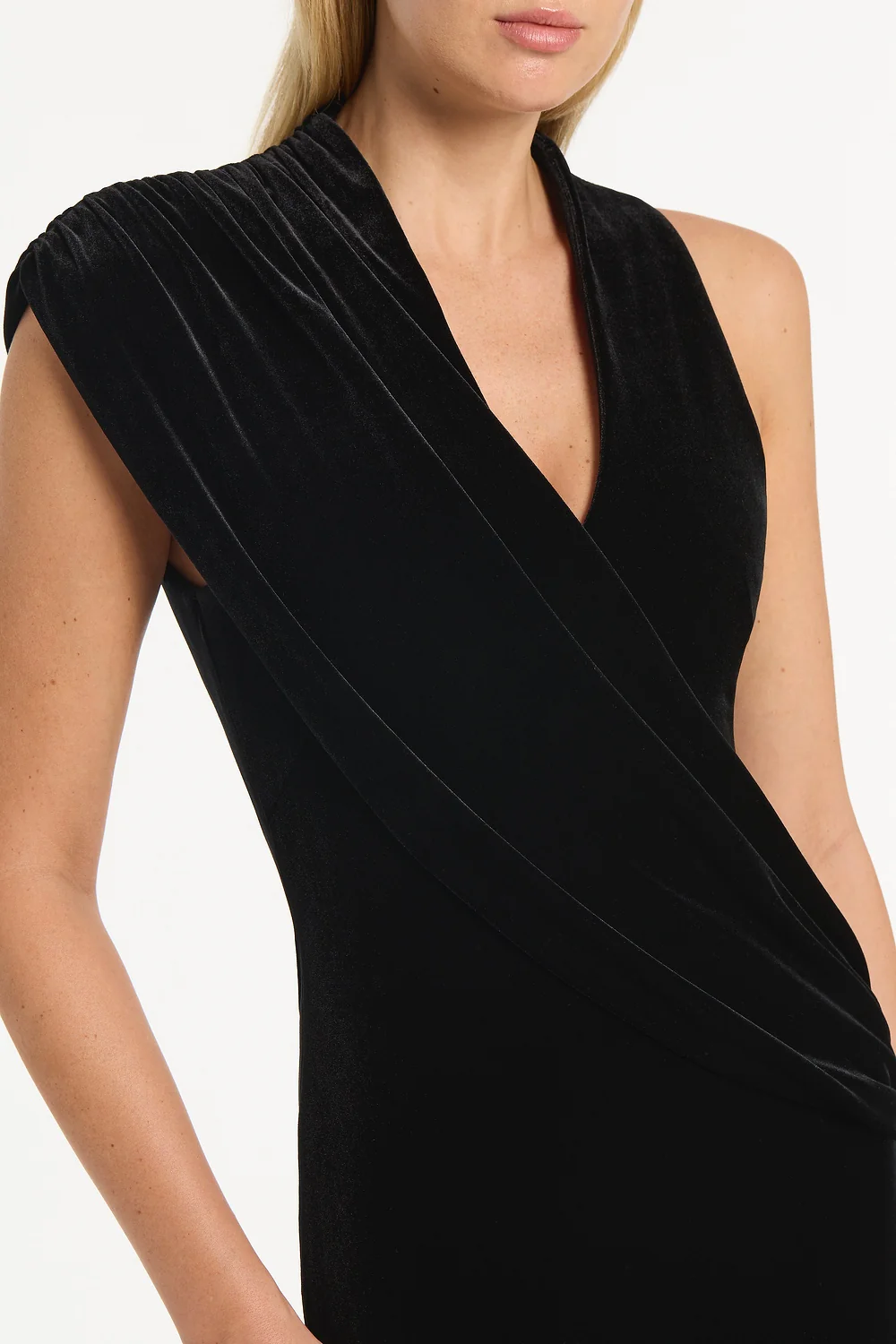 BLACK VELVET DRAPED GOWN - Image 4