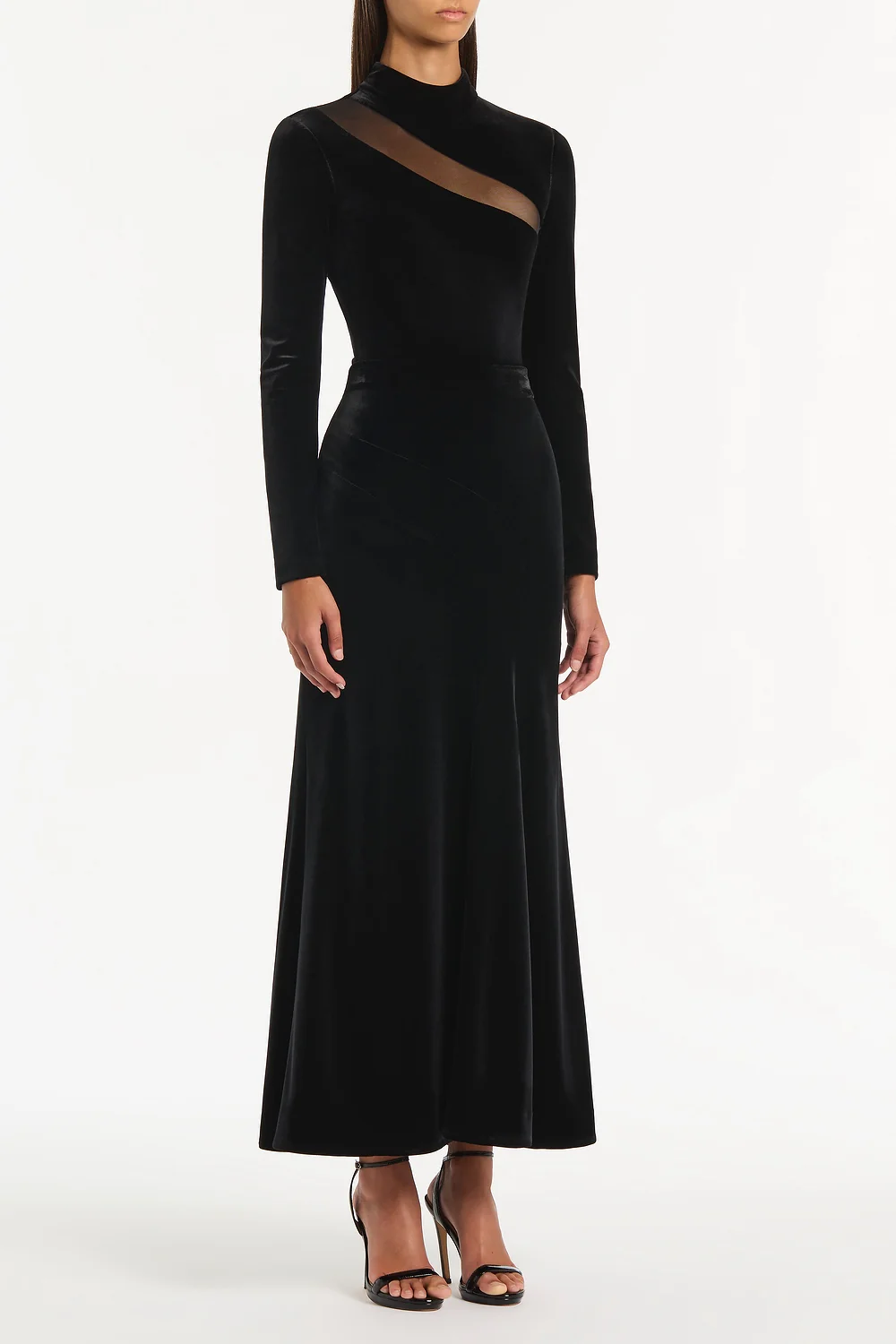 BLACK VELVET FLUTED PANEL SKIRT - Image 3
