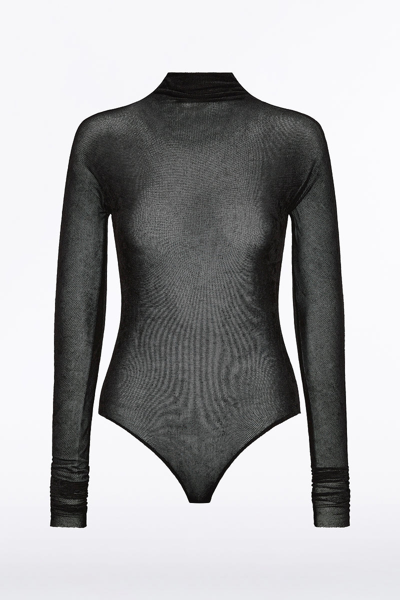 BLACK VELVET MESH BODYSUIT - Image 4