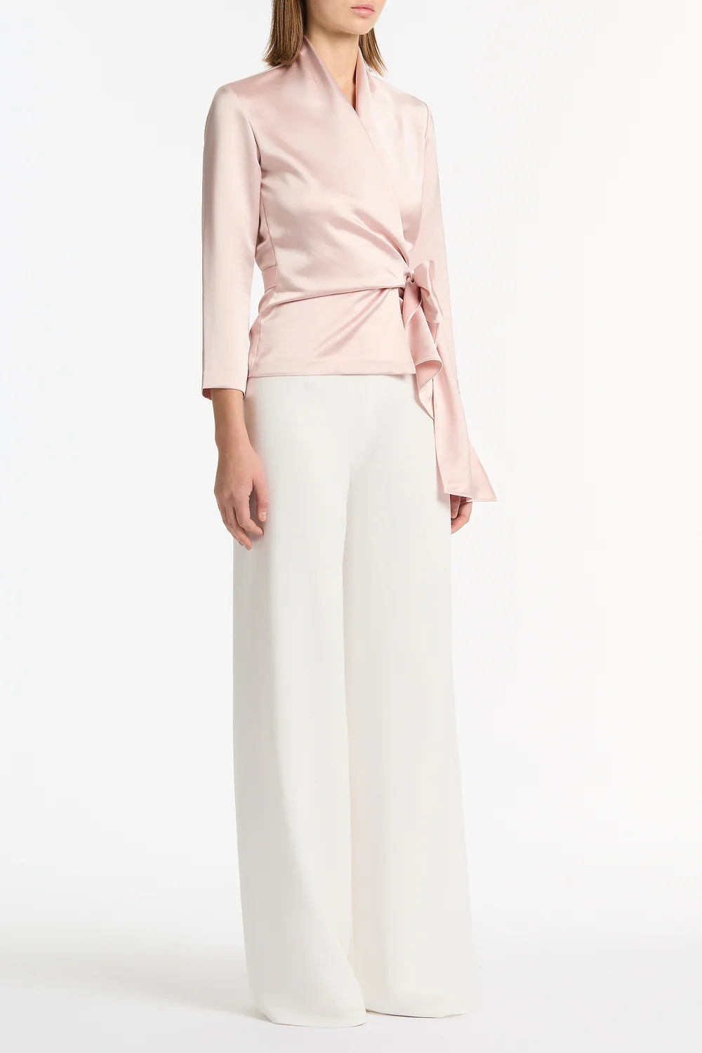 BLUSH LUSTRE SATIN WRAP TOP - Image 2