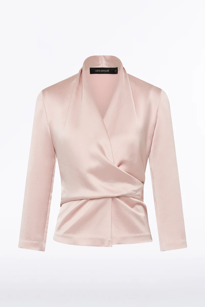 BLUSH LUSTRE SATIN WRAP TOP - Image 4