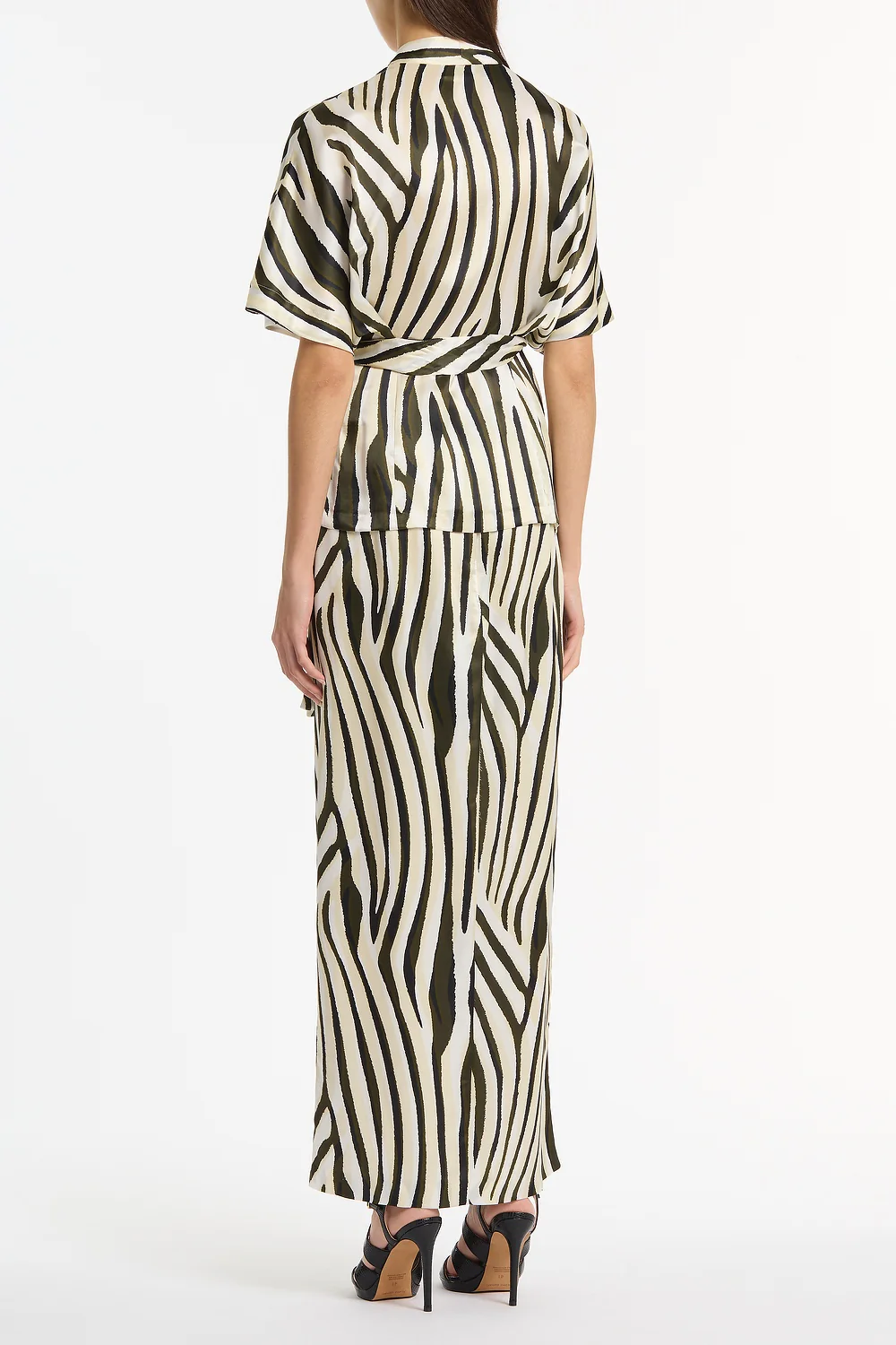BOLD STRIPE PRINT TUCKED MAXI SKIRT - Image 3