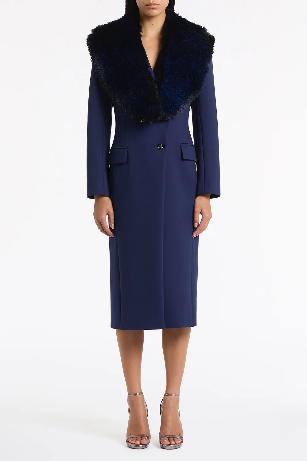 BRIGHT NAVY TIPPED FUR STOLE