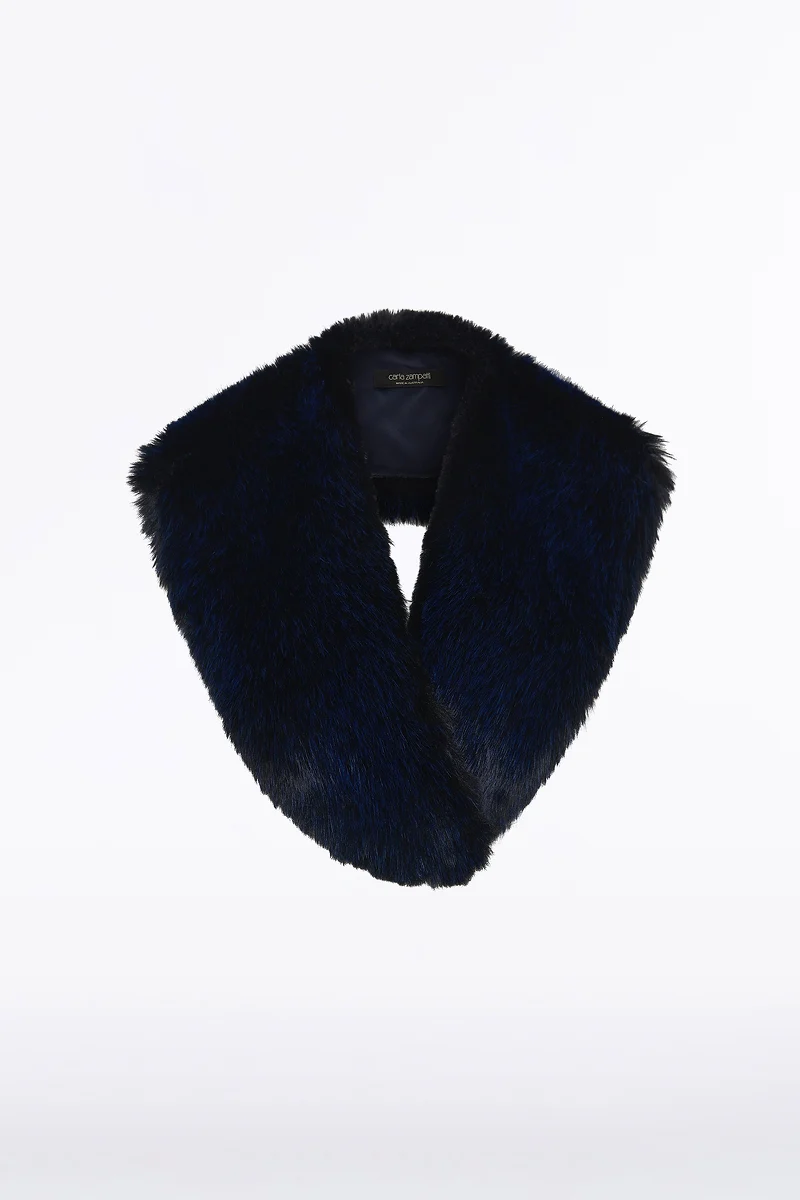 BRIGHT NAVY TIPPED FUR STOLE - Image 6