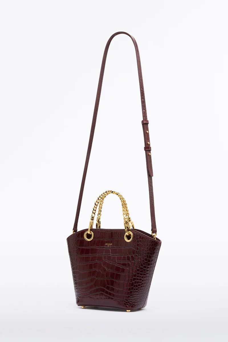 BURGUNDY MINI MILANO TOTE BAG - Image 3