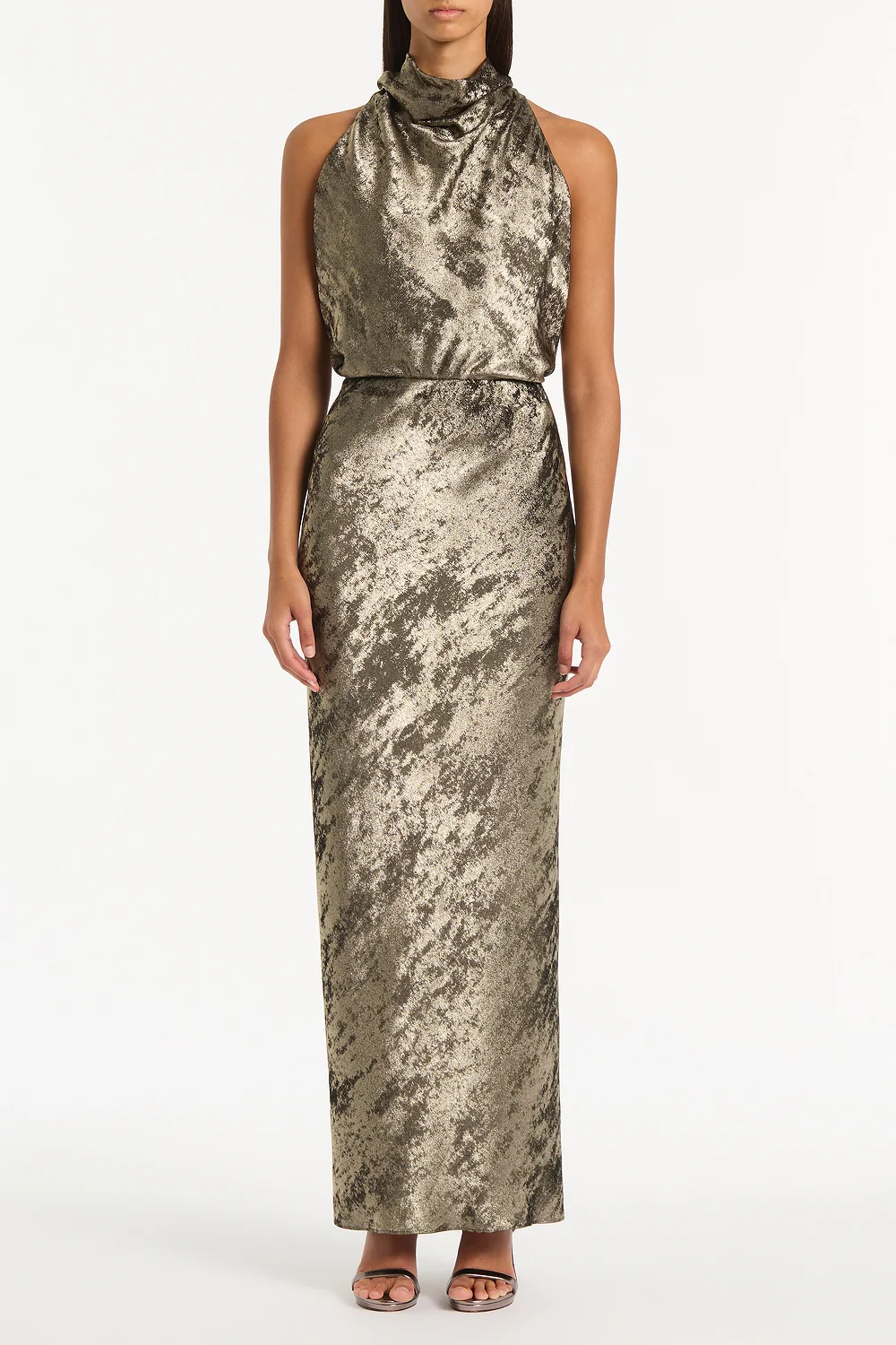 BURNISHED METALLIC HALTER TOP