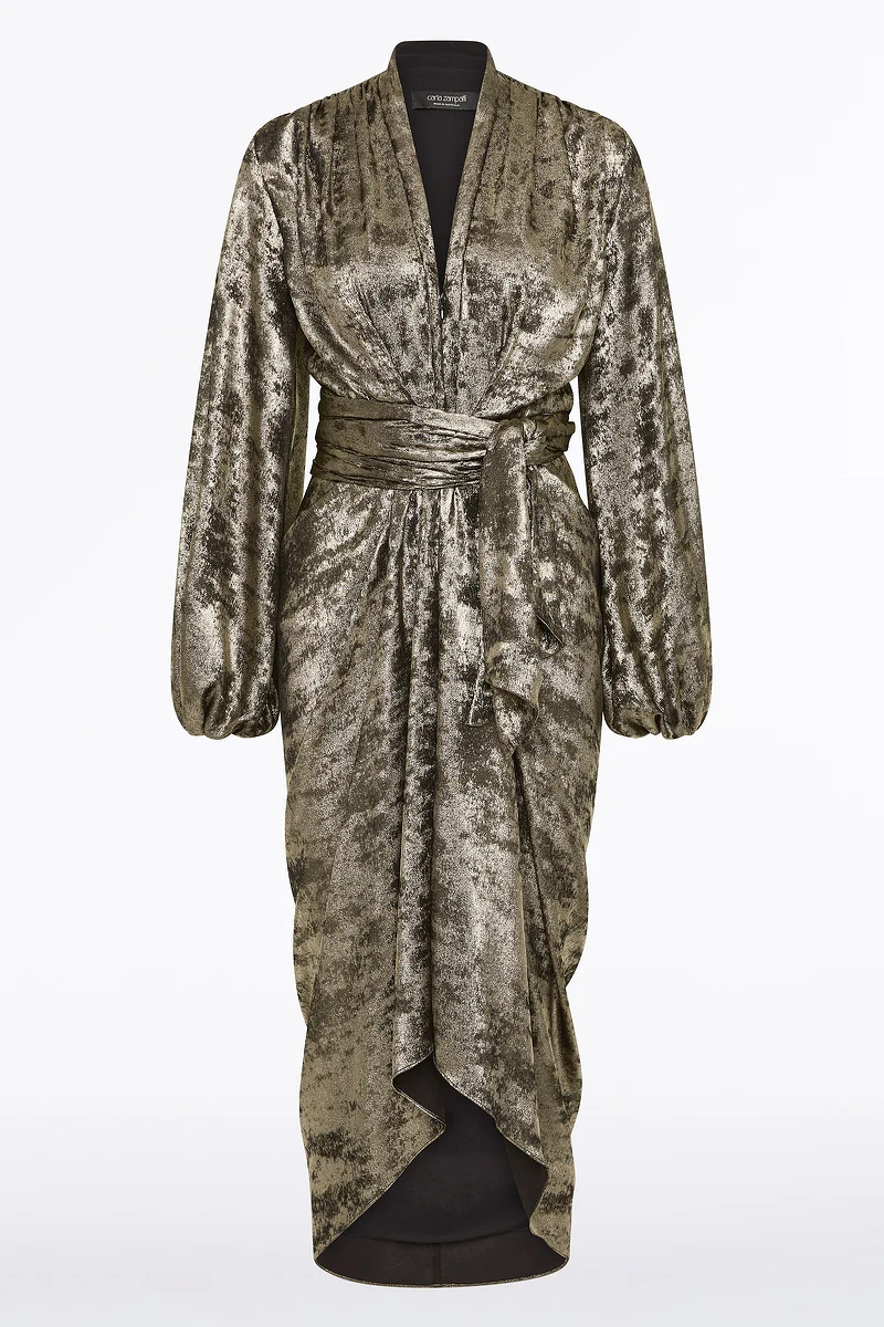 BURNISHED METALLIC WATERFALL DRESS - Image 5