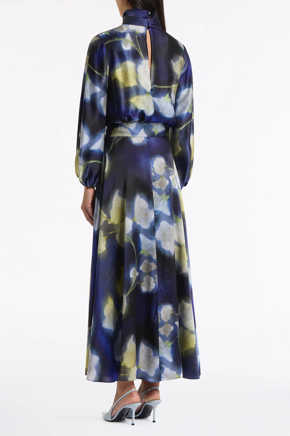 CALLA LILY SILK VISCOSE GATHERED SLEEVE DRESS - Image 3